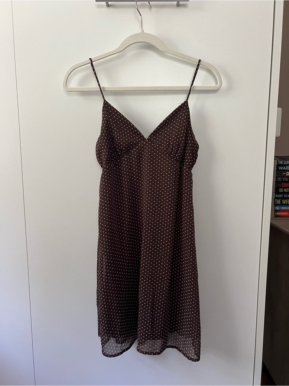 T.J.Maxx Brown Polka Dot Slip Dress with White Dots
